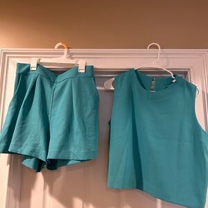 2 Hearts Teal Sleeveless Top and Shorts Set